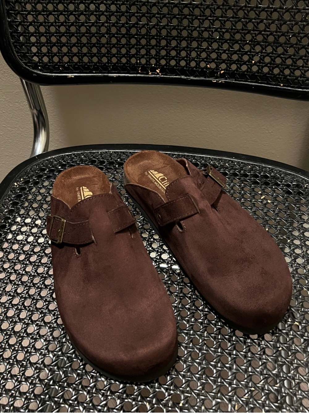 Dark Brown Suede Slip-On Loafers with Buckle